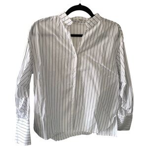 Mango Striped White and blue Collared button-down Shirt